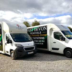 East Devon Removals van parked on a driveway, showing packing, removals and storage services