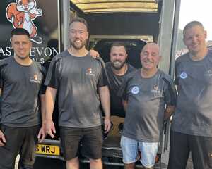 The East Devon Removals team with the van on the Epsom to Honiton move